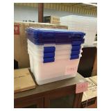 4 ct Clear totes w/ blue lids17inLxz13inW