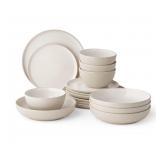 16-pc Textured dinnerware set taupe
