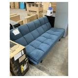 Blue futon sofa - damaged- dirty