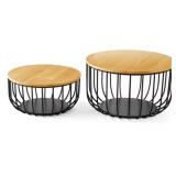 Set of 2 wire baskets-black