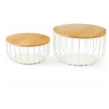 Set of 2 wire baskets-white