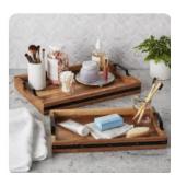 2pk Acacia wood trays