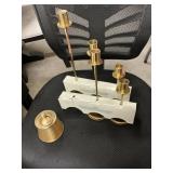5 pc Gold metal candle holders- candle w/ lid