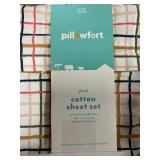 Pillowfort plaid cotton sheet set twin