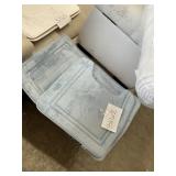 Blue memory foam bath mat set