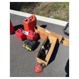 3-Gas cans-2 box lot- battery starter lot-used