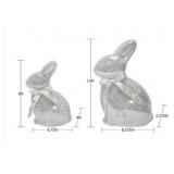 Pre-lit Set of 2 decorative glass bunnies