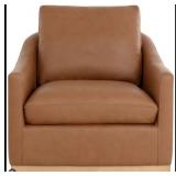 Modern classic leather swivel chair- butternut