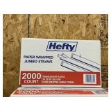 Hefty paper wrapped jumbo straws 2000ct