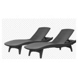 2-Pack grey padded wicker chaise