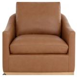 Modern classic leather swivel chair butternut