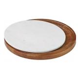 Acacia wood & marble lazy susan