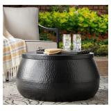 Black hammered metal coffee table w/ lid