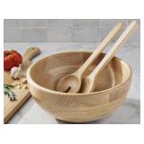 3-pc Rubber wood salad serving set