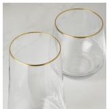 12-pc Modern gold rim crystal drinkware set