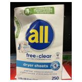 All dryer sheets 250ct