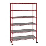 Seville 6-tier wire shelving -red