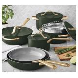 11-pc Non-stick ceramic cookware set- green USED
