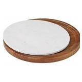 Acacia wood & marble lazy susan