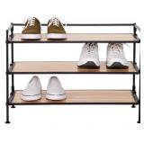 Seville 3- tier Resin slat shoe rack -black