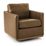 Modern classic leather swivel chair- butternut