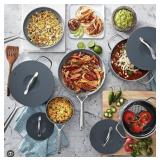 11-pc Non-stick ceramic cookware set - gray