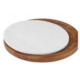 Acacia wood & marble lazy susan