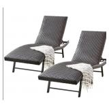 2-pk Gray padded wicker chaise