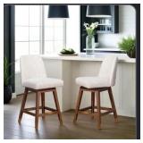 Amelia Coll swivel counter stool linen 26inH