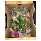 Box lot of flower decor