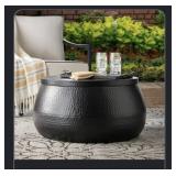 Black hammered metal coffee table w/lid