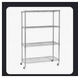 Seville 4-tier steel wire shelving -silver