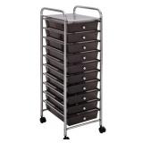 Seville 10 drawer cart- black