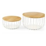 Set of 2 wire baskets- white