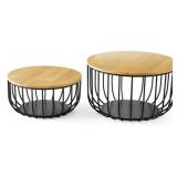 Set of 2 wire baskets- black