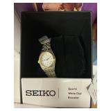 Seiko quartz white dial braclet watch