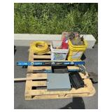 Misc skid lot- lights-shovel-levels-wiring lot