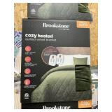Brookstone cozy heated quilted velvet blanket F/Q