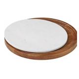 Acacia wood & marble lazy susan