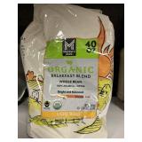 Organic breakfast blend light whole bean 40oz