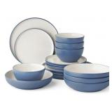 16pc Textured dinnerware set - blue