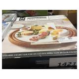 Acacia wood & marble lazy susan
