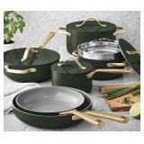 11-pc Non-stick ceramic cookware set-green