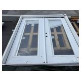 62inWx66inL Double glass doors w/ blinds in