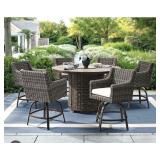 Breck Coll 7-pc round tile top dining set 4 boxes