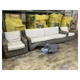 Outdoor wicker 3 pc seating set - sofa damaged
