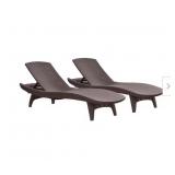 Outdoor plastic wicker style  lounge chair 2 ct