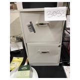 2- Drawer metal file cabinet-bottom drawer bent