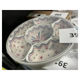Lazy susan divided serving dish w/ lid