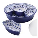8-pc Outdoor lazy susan serve cobalt
